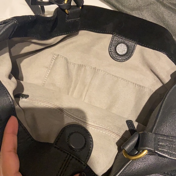 Vince Camuto genuine leather and suede black bucket tote - Picture 6 of 10